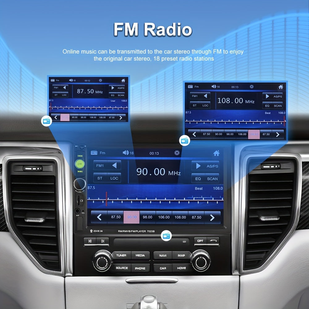 HIKITY Double Din Car Stereo Featuring a 7-Inch Touch Screen, Compatible with AUX/USB/TF Card/Mirror Link/Steering Wheel Control, Plus an Optional Backup Camera, Without Battery
