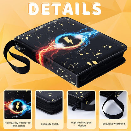 Trading Card Binder 900 Pocket Album – 9-Pocket 3-Ring Card Holder with 50 Removable Sleeves, Waterproof PU Leather for MTG, Pokemon, Sports Cards & TCG Collectors
