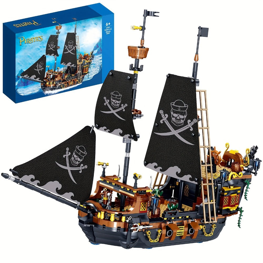 Pirate Ship Building Block Set 1282pcs – Detailed Sailing Vessel Brick Model Kit for Adults Teens, Home Decor Display Collectible STEM Architecture Toy, Unique Birthday Christmas Gift for Ship Enthusiasts