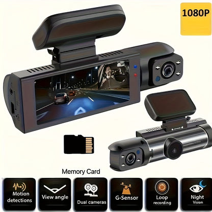 Dual Dash Cam 1080P Front and Inside Car Camera with IR Night Vision, WiFi, Loop Recording, Wide Angle DVR – Optional 2" / 3.16" Screen, No Card / 32GB / 64GB Memory Card