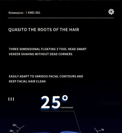 Rotary Shaver for Men 3-in-1 Cordless Rechargeable Electric Razor - Floating Head Wet Dry Shaver, 800mAh Lithium Battery, LED Display, Nose Hair & Sideburns Trimmer, Father's Day Gift