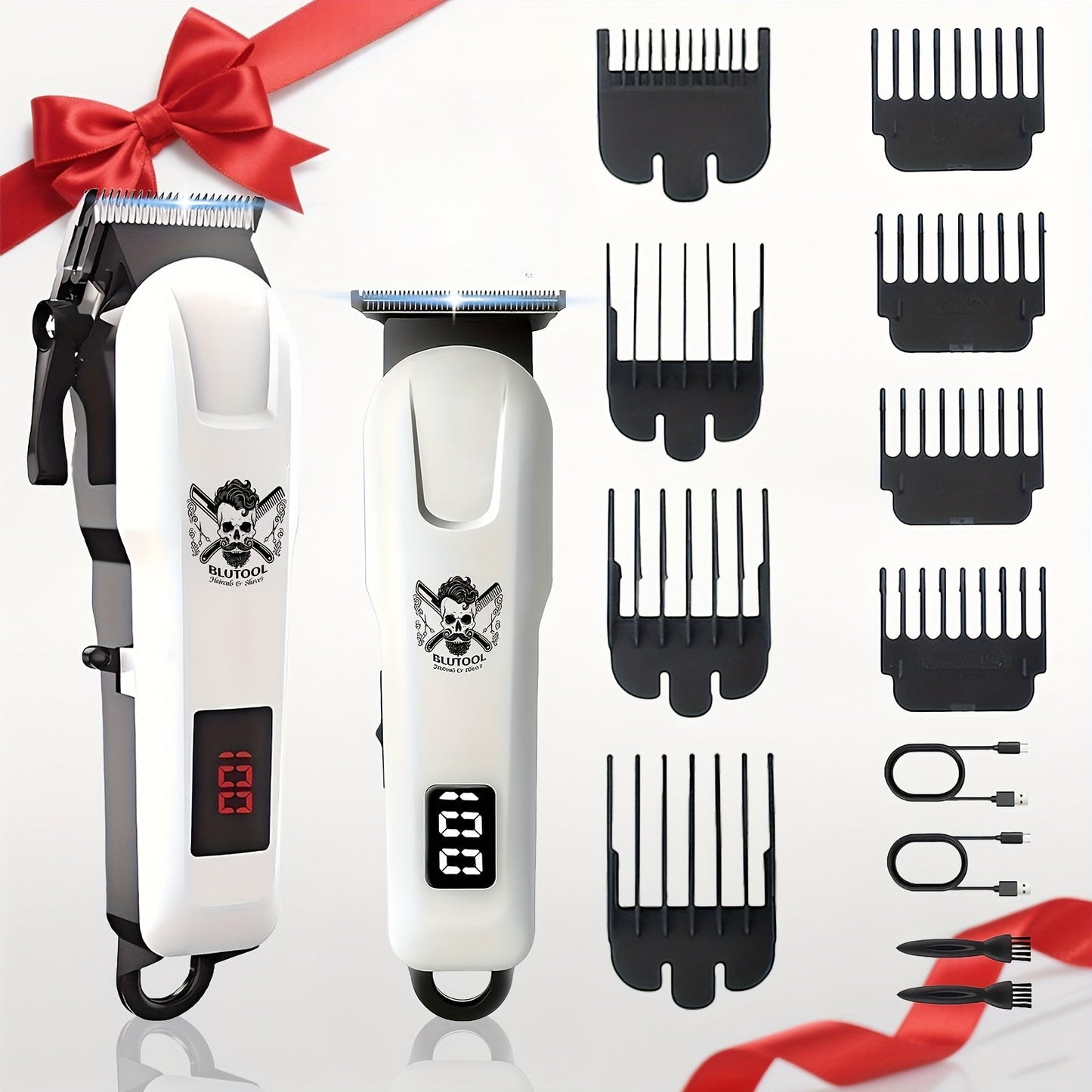 Cordless Hair Clipper Set for Men USB Rechargeable Electric Shaver with LED Display - Professional Grooming Kit 2 or 3 Piece Wireless Hair Trimmer for Home & Travel Gift