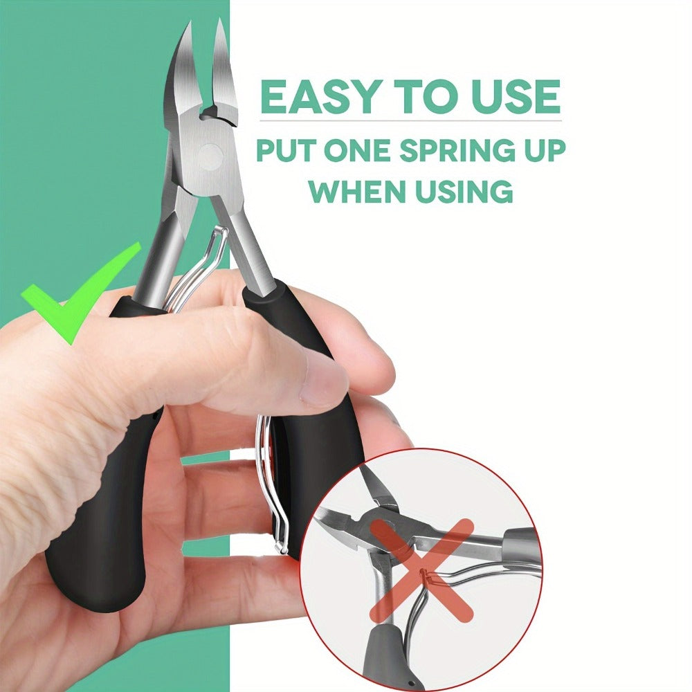 Toenail Clippers for Thick Nails & Ingrown Toenails 3 Pack Sharp Curved Blade Surgical Steel — Double Spring Ergonomic Podiatrist Nail Clipper for Men Women Seniors, Professional Pedicure Tool