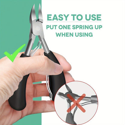 Toenail Clippers for Thick Nails & Ingrown Toenails 3 Pack Sharp Curved Blade Surgical Steel — Double Spring Ergonomic Podiatrist Nail Clipper for Men Women Seniors, Professional Pedicure Tool