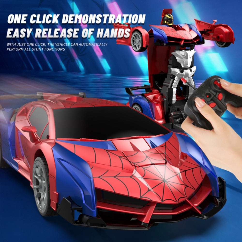 Transforming RC Car for Kids 1:18 Scale – One-Button Deformation Robot Remote Control Stunt Car, 2.4GHz 360° Rotating Drift Toy for Boys & Girls Ages 3 4 5 6, Birthday Christmas Holiday Gift (Red)