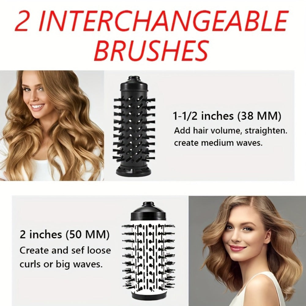 Rotating Hot Air Brush 2-in-1 Auto Curl & Straighten Styling Comb — One-Step Salon Blowout Results at Home, Works on All Hair Types, Available in Red & Purple