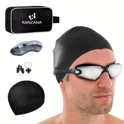 Swimming Goggles Set 6pcs – Swim Cap, Nose Clip & Earplugs