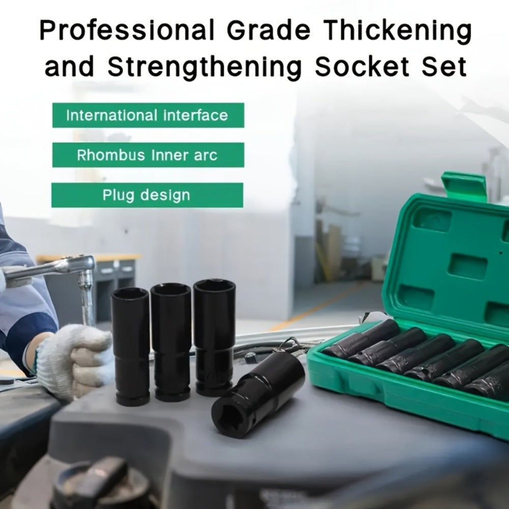 Impact Socket Set 10-20pcs 1/2" Drive Metric Deep CR-V Steel 8mm-32mm Extended Hex Socket Automobile Repair Tool Kit