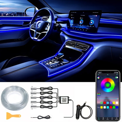 RGB Car Interior Ambient Lights LED Strip 8-Color App Control Music Sync Dashboard Door Console Neon Lighting Kit for Tesla Truck SUV Off-Road, USB 5V Plug-and-Play Car Decor Accessories