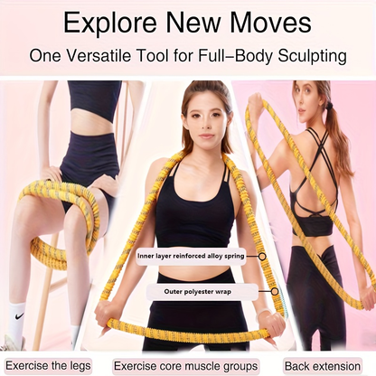 Foldable Pilates Ring Fitness Circle with Soft Spring – Silent Full-Coverage Non-Pinching Waist Trainer Exercise Circle – Portable Pilates Equipment for Home Gym Workout Gift for Women