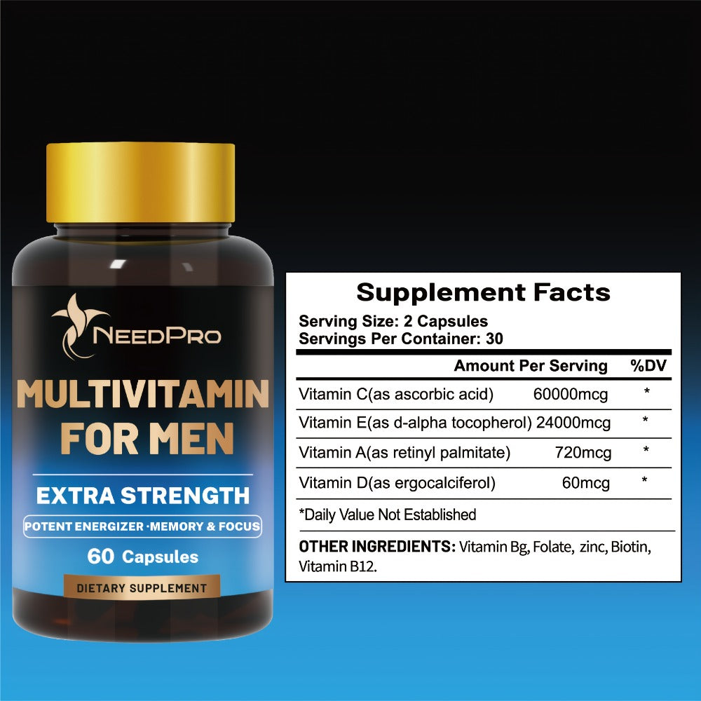 Men's Multivitamin 120 Capsules – Complete Daily Vitamin with Vitamin C, A, D, B6, B12, Zinc, Biotin & Folic Acid – Energy, Immunity & Exercise Support – Healthy Supplement for Men