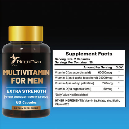 Men's Multivitamin 120 Capsules – Complete Daily Vitamin with Vitamin C, A, D, B6, B12, Zinc, Biotin & Folic Acid – Energy, Immunity & Exercise Support – Healthy Supplement for Men