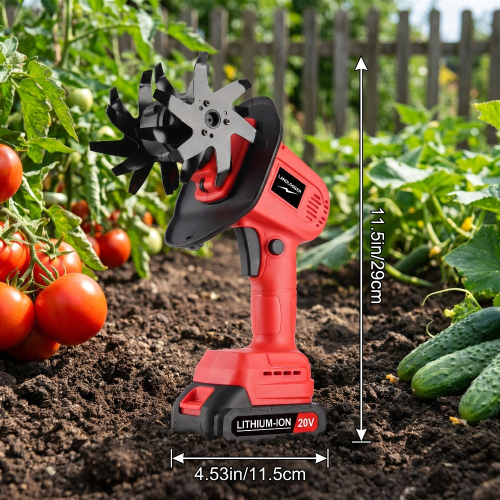 Cordless Electric Cultivator 20V Lightweight Handheld Rotary Tiller – 9-Inch Width 6.6-Inch Depth, 1 or 2 Batteries & Charger, Garden Soil Tiller for Courtyard Farmland Vegetable Garden Raised Bed