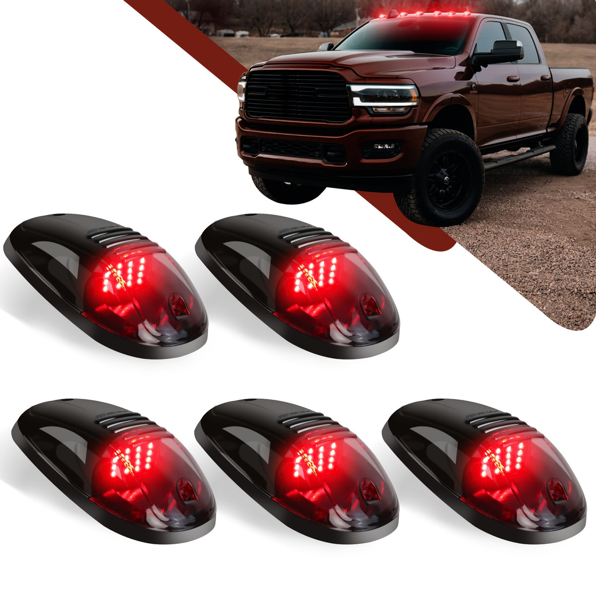 5pcs/Set 16/24 LED Roof Marker Light Bulbs, 12V Super Bright, Sturdy Construction, Easy Wiring Harness Replacement, Fits 2003-2018 1500 2500 3500 4500 5500 Pickup Trucks, Without Battery