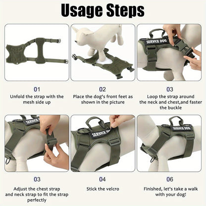 Reflective No-Pull Dog Harness with Patches – Adjustable Soft Mesh Vest Harness for Small, Medium & Large Dogs | S, M, L, XL