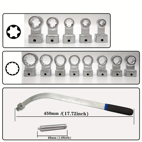 15pcs Universal Auxiliary Idler Belt Tensioner Pulley Removal Tool Kit, Serpentine Belt Tension Pulley Wrench Set, Engine Timing Belt Tensioning Nut Bolt Screw Remover