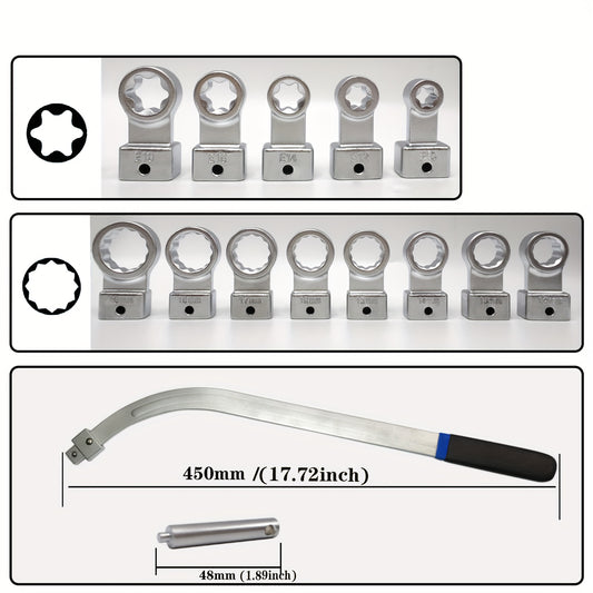 15pcs Universal Auxiliary Idler Belt Tensioner Pulley Removal Tool Kit, Serpentine Belt Tension Pulley Wrench Set, Engine Timing Belt Tensioning Nut Bolt Screw Remover
