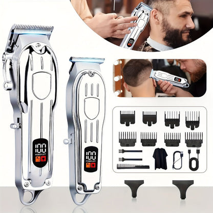 T-Blade Trimmer Set 2 or 3 Piece - USB Rechargeable Hair Clipper Beard Trimmer & Sideburns Shaver, Odorless Portable Barber Kit with Limiting Comb & Cutting Brush for Home Use, Gift for Men