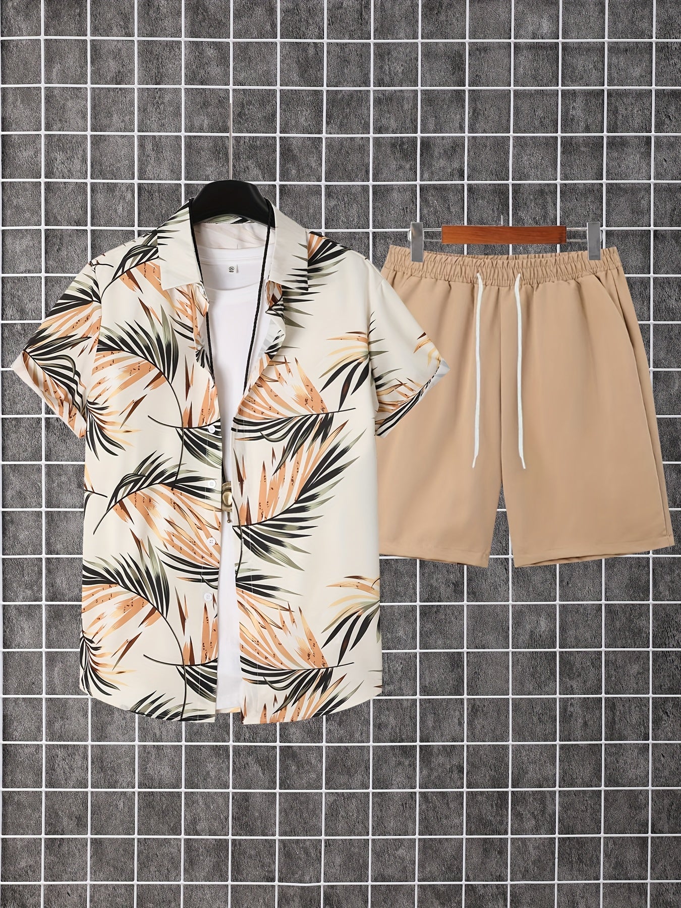 Men's Shirt and Shorts Set - Resort Print Summer Classic Edition