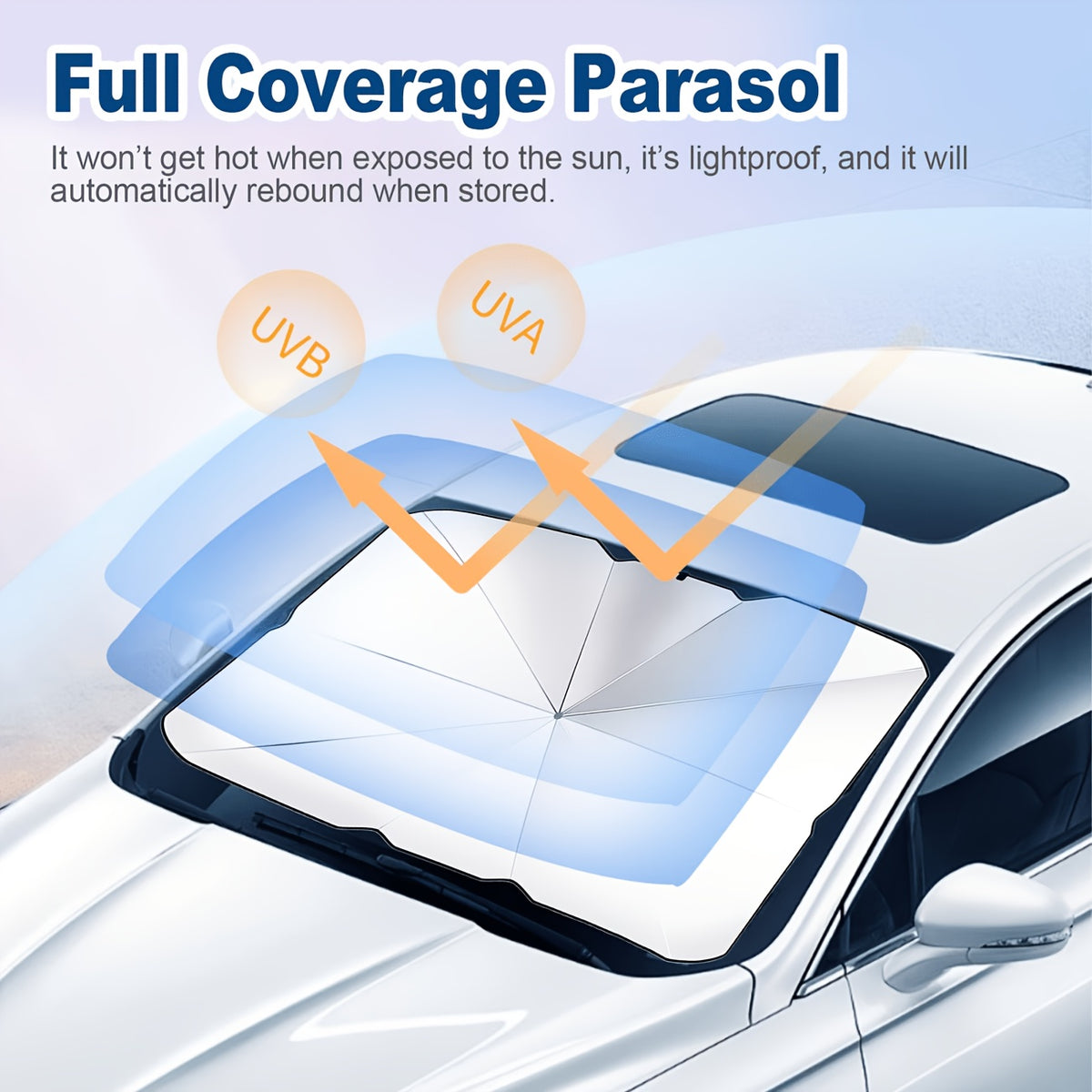 UV Protection Windshield Sun Shade - Vehicle Front Windshield Visor with Seamless Opaque Insulation for Wide Range of Vehicle Models