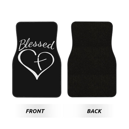 Car Floor Mats 4pcs Set Heart Pattern – Anti-Slip Stain-Resistant Easy Clean Front & Rear Mats, Universal Fit All Vehicles, High Temp Resistant Interior Accessory