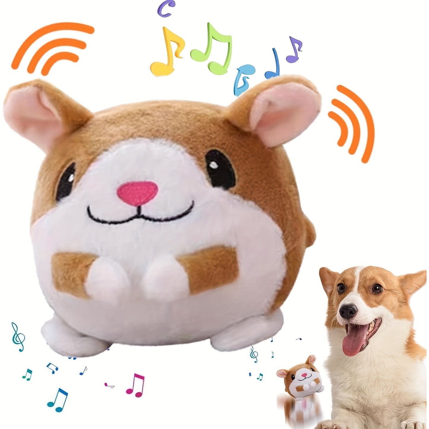 Interactive Bouncing Dog Toy Ball with Sound - Smart Electric Squeaky Pet Toy, Rechargeable Washable Jumping Ball with Recording & Music Mode for Small Medium Large Dogs