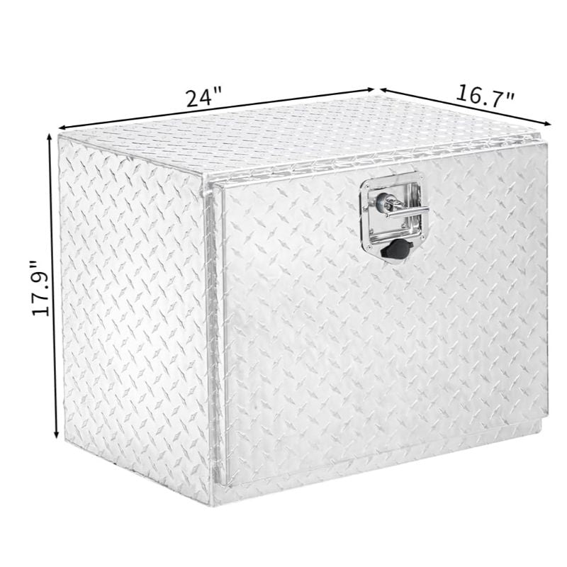 Aluminum truck toolbox with T-shaped handle lock and key, made of aluminum alloy, suitable for storage and organization of trailers, pickups, truck beds, four-wheel drive vehicles, all-terrain vehicles and campers. Black version.