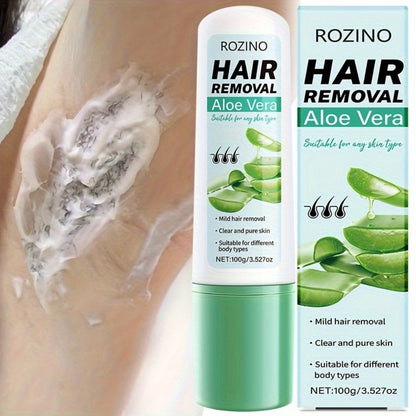 Hair Removal Cream for Women & Men - Aloe Vera Squalane Gentle Depilatory 100g - Fast 5-Minute Body Hair Remover for Legs Arms Armpits Bikini Chest Lips - Plant-Based Painless Smooth Skin Formula