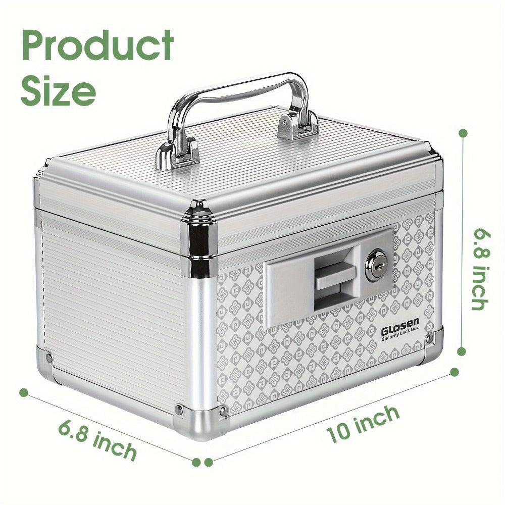 Locking Medicine Storage Box Aluminum Alloy with Key Lock & Handle – High-Capacity Family Medicine Organizer, First Aid Lockbox for Home, Travel & Office, Small & Medium