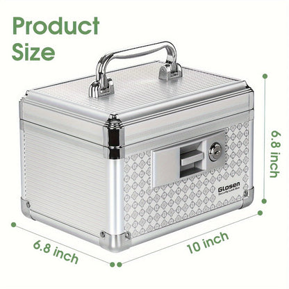 Locking Medicine Storage Box Aluminum Alloy with Key Lock & Handle – High-Capacity Family Medicine Organizer, First Aid Lockbox for Home, Travel & Office, Small & Medium