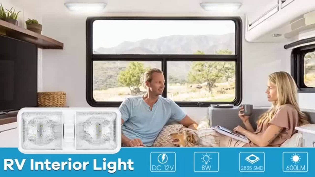 RV Lights Interior, 12 Volt LED Lights 1000LM, Camper Lights 8W, RV LED Lights Interior Fixtures 12V, RV Ceiling Dome Light with Switch for RV/Camper/Trailer/Boat/Car (Natural White, 4Pack).