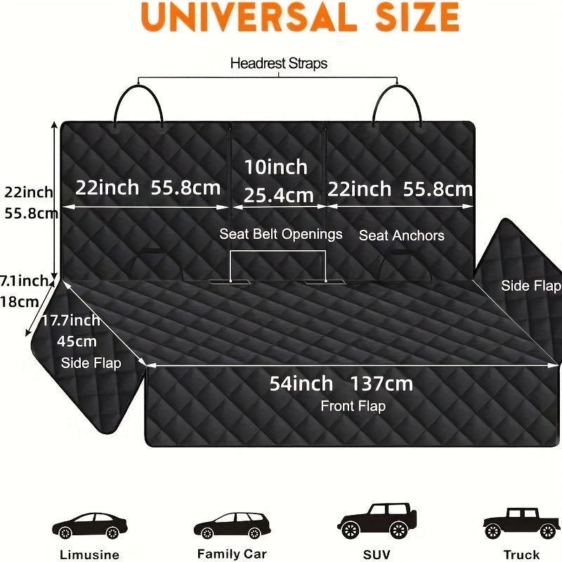 Back Seat Cover 60/40 Split Bench for Cars, Trucks, SUVs - Easy Cleanup Car Seat Protector Great for Messy Kids And Drooling Pet Dogs