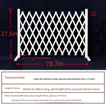 Dog Gate Folding Wooden - Thickened Natural Wood Grain Pet Barrier for Stairs Doorway & Home Entrance, Expandable Mesh Fence for Dogs & Puppies, 27.56 & 35.43 Inch Height Options in Carbonized & White
