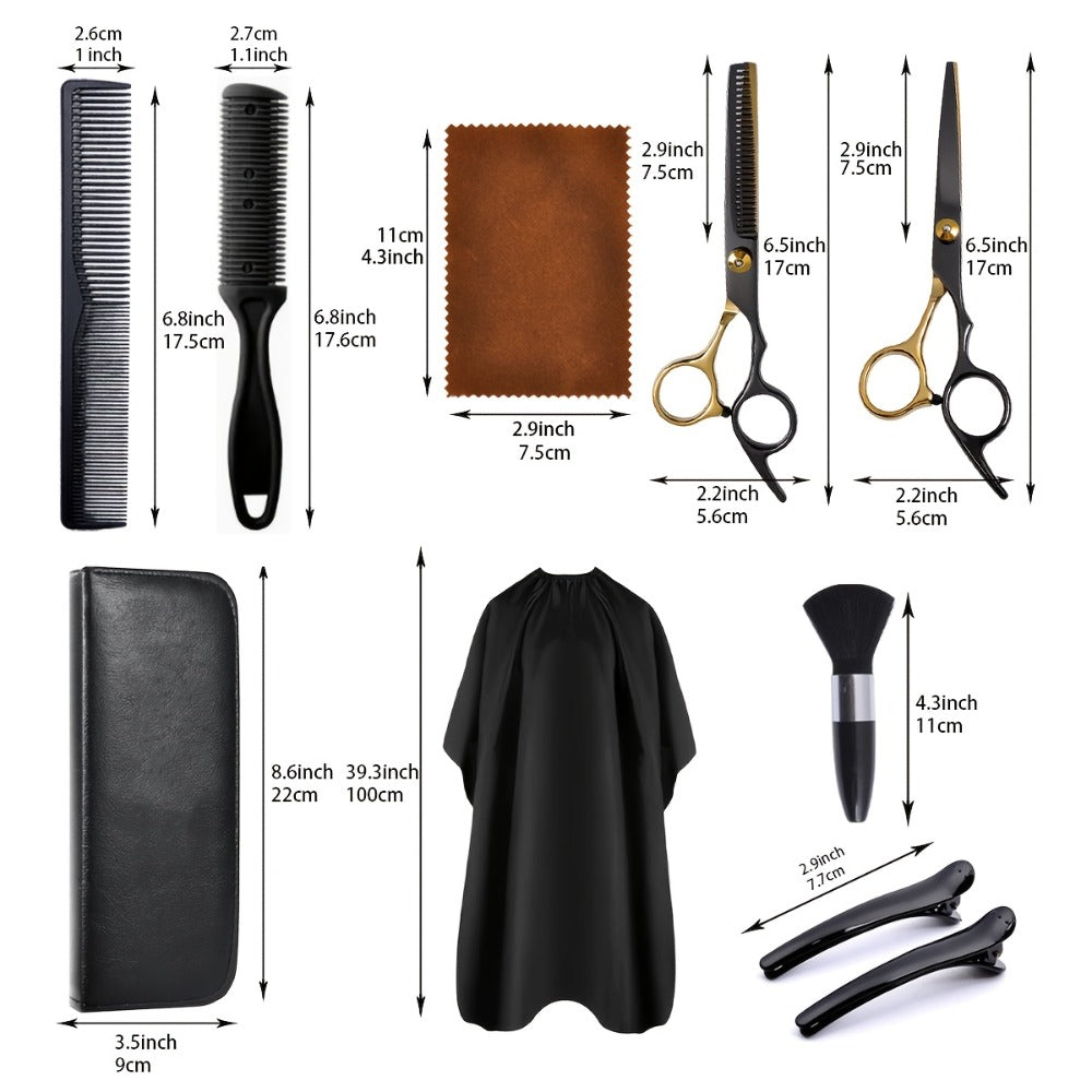 Hair Cutting Scissors Kit 13 Piece - Professional Barber Shears Set with Thinning Shears, Blending Scissors & Accessories, Complete Salon Home Haircut Kit for Men & Women All Hair Types