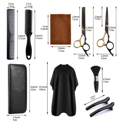Hair Cutting Scissors Kit 13 Piece - Professional Barber Shears Set with Thinning Shears, Blending Scissors & Accessories, Complete Salon Home Haircut Kit for Men & Women All Hair Types