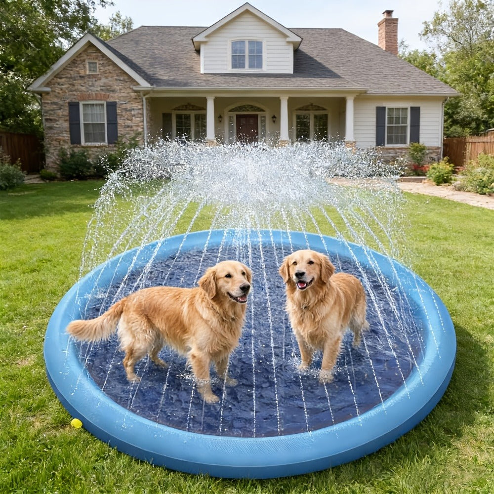 Dog Splash Pad for Large Dogs Extra Thick 0.6mm – Non-Slip Heavy Duty Sprinkler Pool & Cooling Mat for Jumbo & Big Breeds, Outdoor Summer Backyard Water Play Fountain, Pet Cooling Gift