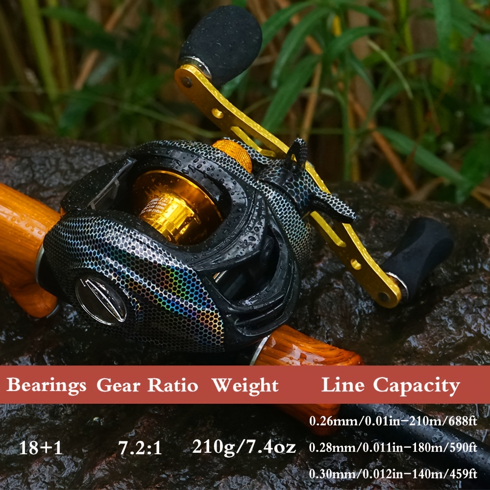 Lightweight Baitcasting Reel with Magnetic Brake System – 22LB Max Drag, Ergonomic Handle, Saltwater Freshwater Fishing Reel for Bass Trout Carp, Left Right Hand Available