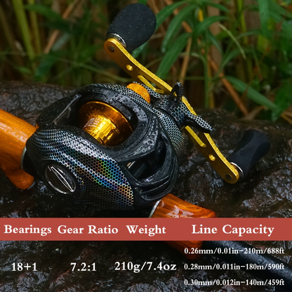 Lightweight Baitcasting Reel with Magnetic Brake System – 22LB Max Drag, Ergonomic Handle, Saltwater Freshwater Fishing Reel for Bass Trout Carp, Left Right Hand Available