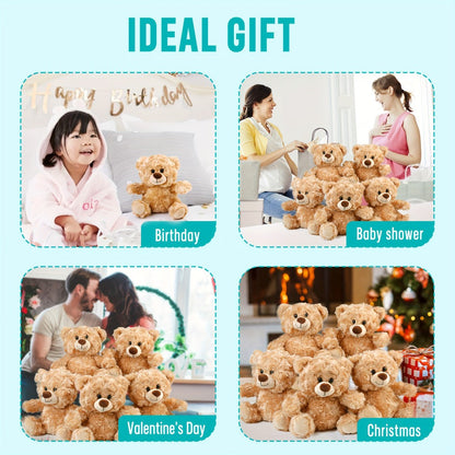 Mini Teddy Bear Bulk Pack 5pcs 8 Inch Soft Shaggy Plush Bears — Baby Shower Party Favors, Valentine's Day, Birthday & Christmas Gifts for Kids Girls Girlfriend