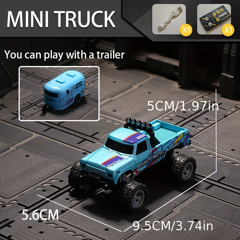 1:64 Scale Mini RC Car Alloy Off-Road Truck with Shock Absorbers – Pocket-Sized Remote Control Car for Boys Ages 6 7 8 9 10, Birthday Christmas Halloween Gift (Gray/Teal/Blue/Mixed)