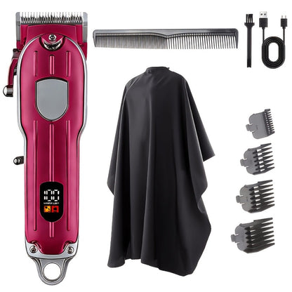 Barber Hair Clipper Kit for Men — USB Rechargeable Digital Size Adjustment, Complete Set with Scissors & 4 Limit Combs, Professional Home Barbering Grooming Set, Gift for Dad & Husband