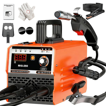 MIG Welder 3-in-1 Welding Machine 110V 105A Gasless MIG Stick ARC Portable Welder Kit with Rubber Case – Complete Starter Set with Welding Wire Rods Mask Gloves for Beginners Home Industrial Repair