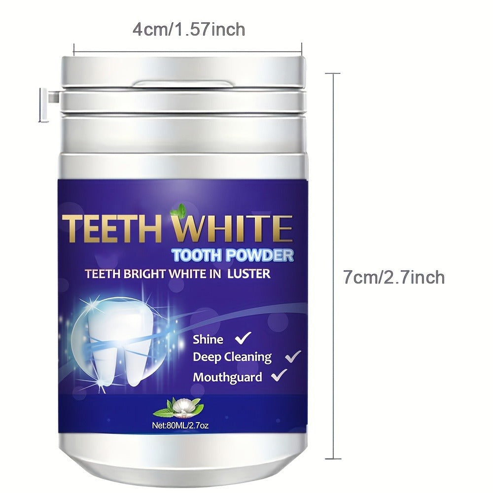 Baking Soda Tooth Powder with Honeysuckle & Mint Extract — Natural Teeth Whitening, Stain Removal & Long-Lasting Fresh Breath, Antibacterial Daily Dental Powder, 80ml Compact for Home & Travel