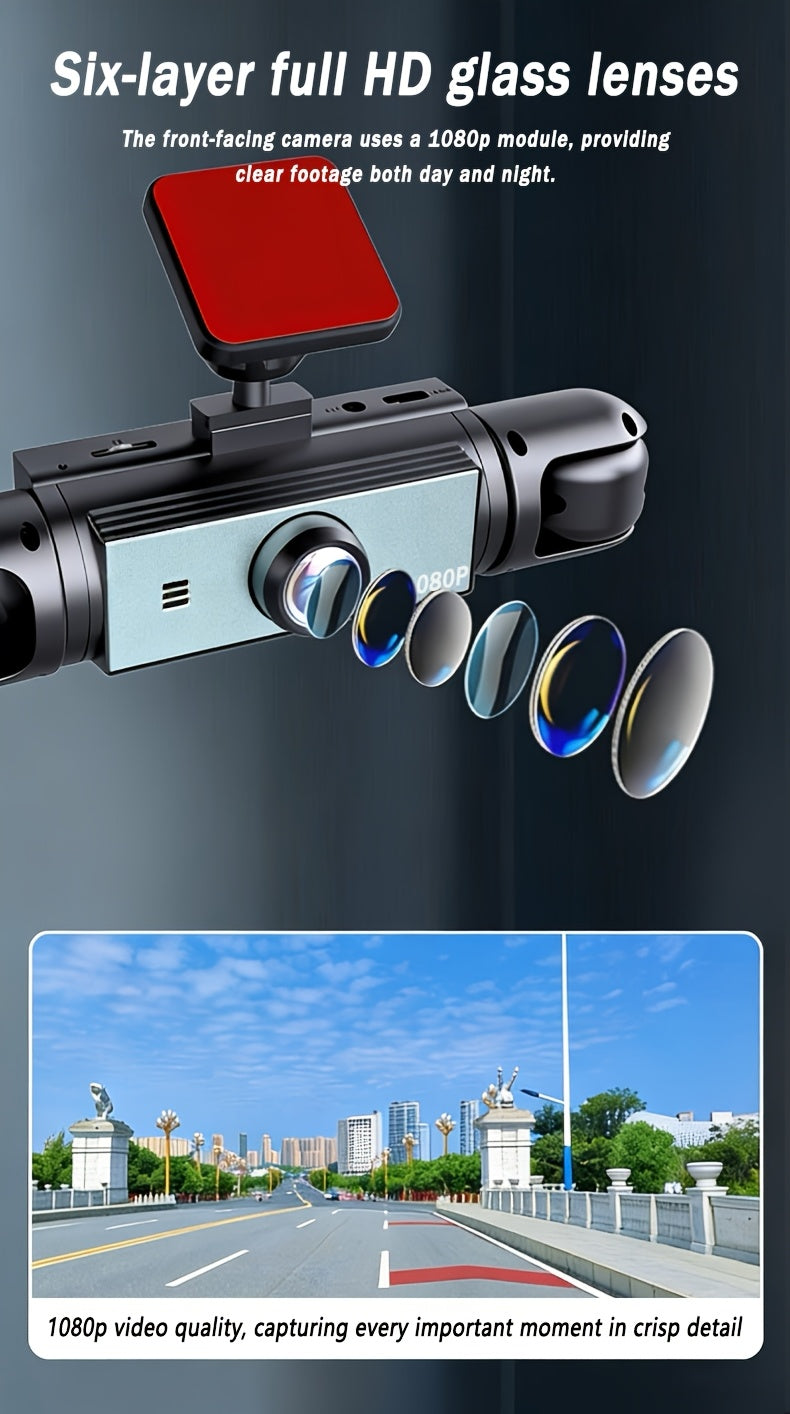 HOEMYER 360° Panoramic 3/4 Lens Channel 1080P HD Ultimate Dash Cam Kit, 1080P Front And 720P Front-Rear-Left-Right Full Coverage, Quad-View Display, HD Night Vision, WDR, G-Sensor