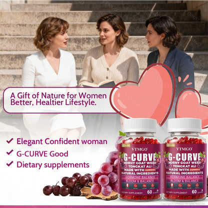 Women's Curve Enhancement Gummies with Maca Root Saw Palmetto Tribulus Terrestris L-Arginine — Natural Body Volumizing & Hormonal Balance Support | Grape Flavor | 60 Count