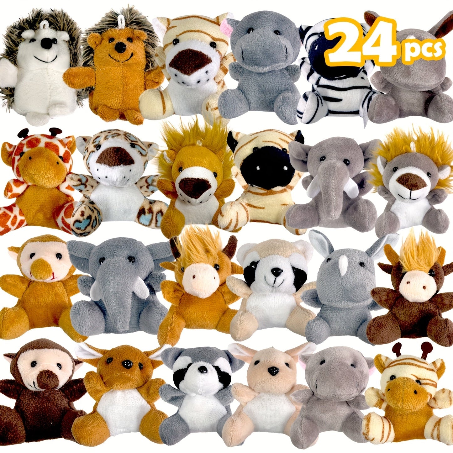 Mini Stuffed Animals Bulk 12 or 24 Pack – Forest Animal Plush Set for Animal Theme Party Favors, Classroom Treasure Box Prizes, Goodie Bag Fillers, Birthday Christmas Easter Gifts for Kids