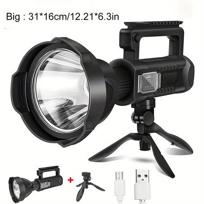 XHP90 High Power LED Flashlight USB Rechargeable Powerful Spotlight Searchlight – 4 Modes, Camping Lantern Torch with Bracket for Fishing Camping Hiking Hunting Outdoor Adventure Patrol