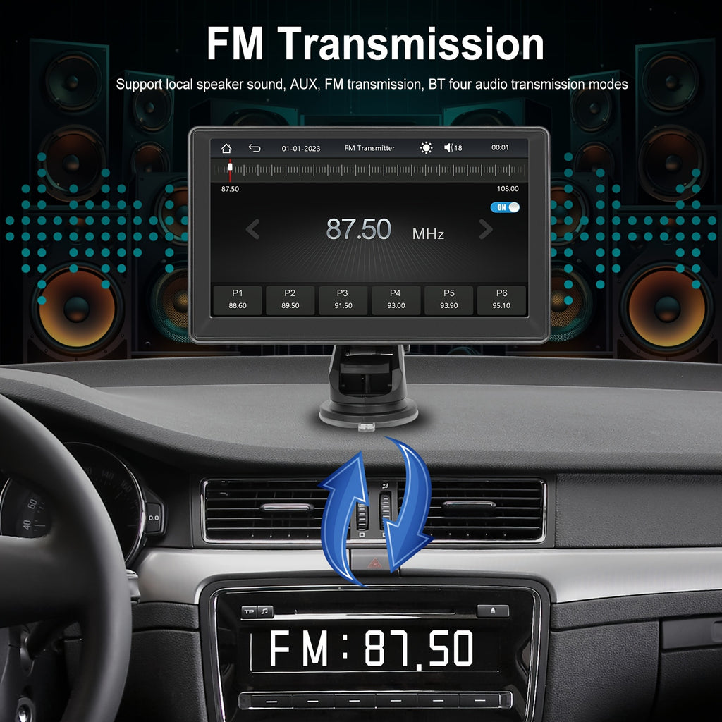 Portable Car Stereo with Wireless Carplayer And for Android Auto, Portable 7 Inch HD Touchscreen Monitor with Wireless, Mirror Link, FM, EQ/AUX/TF/USB, Backup Camera, Carplayer Screen for Cars