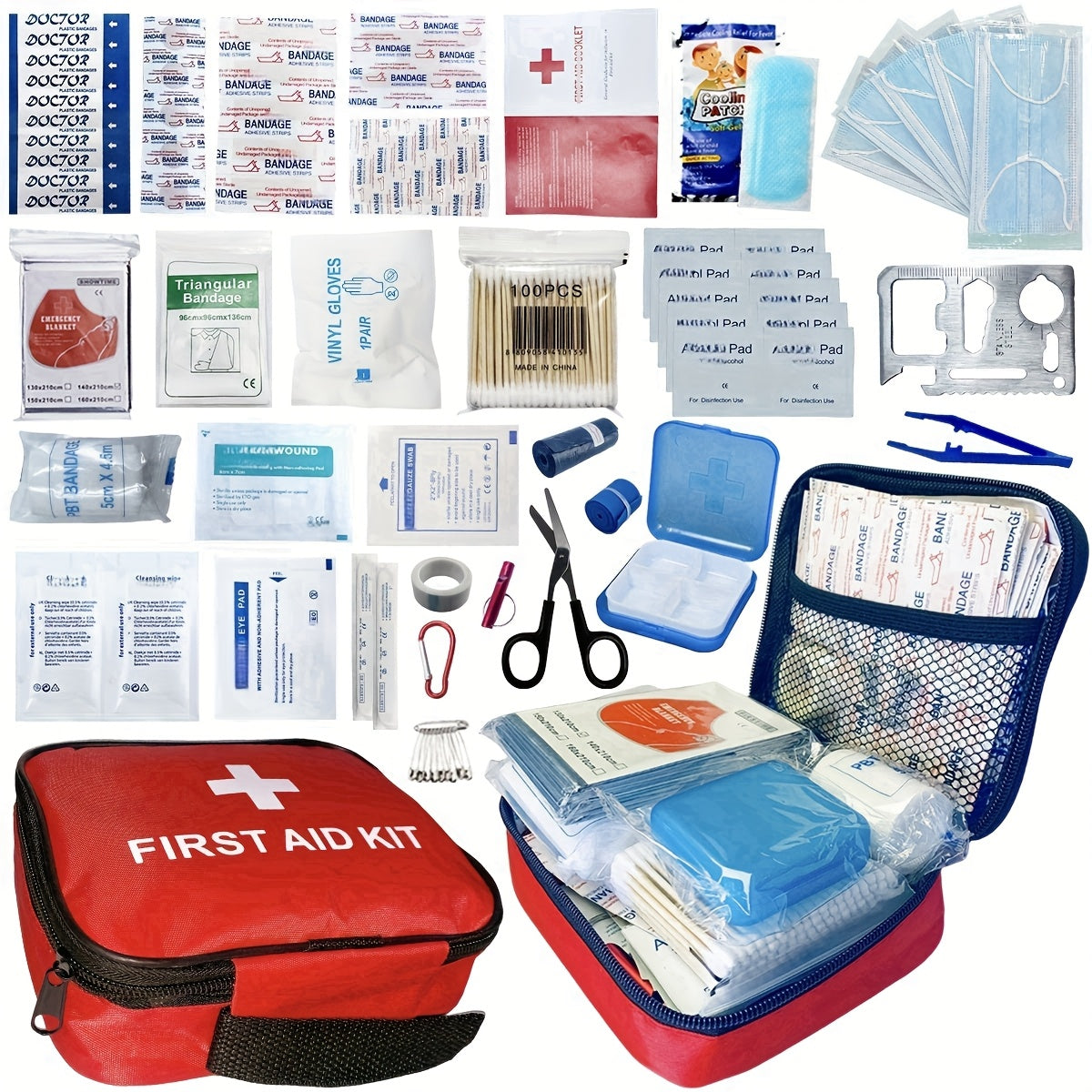 344-Piece Emergency First Aid Kit with Tourniquet & Thermal Blanket – Portable Survival Kit for Camping, Hiking, Car, Home, Office, School & Outdoor Adventures | Complete 30-in-1 Trauma & Safety Kit