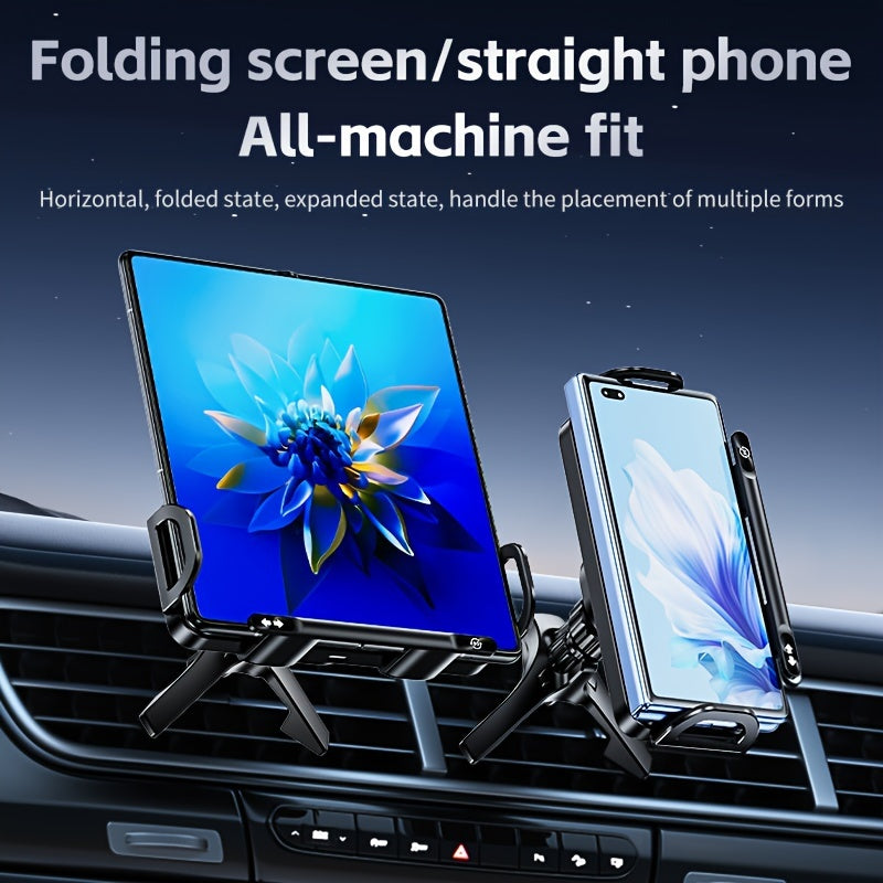 2025 New Car Holder Folding Screen Mobile Phone/tablet Holder 15W Wireless Fast Charging Two-in-one Automatic Rotating Magnetic Mobile Phone Holder Car Air Outlet Holder Suitable for Folding Screen Hands Samsung Galaxy ZFold6/5/4/3 Galaxy ZFold/notes